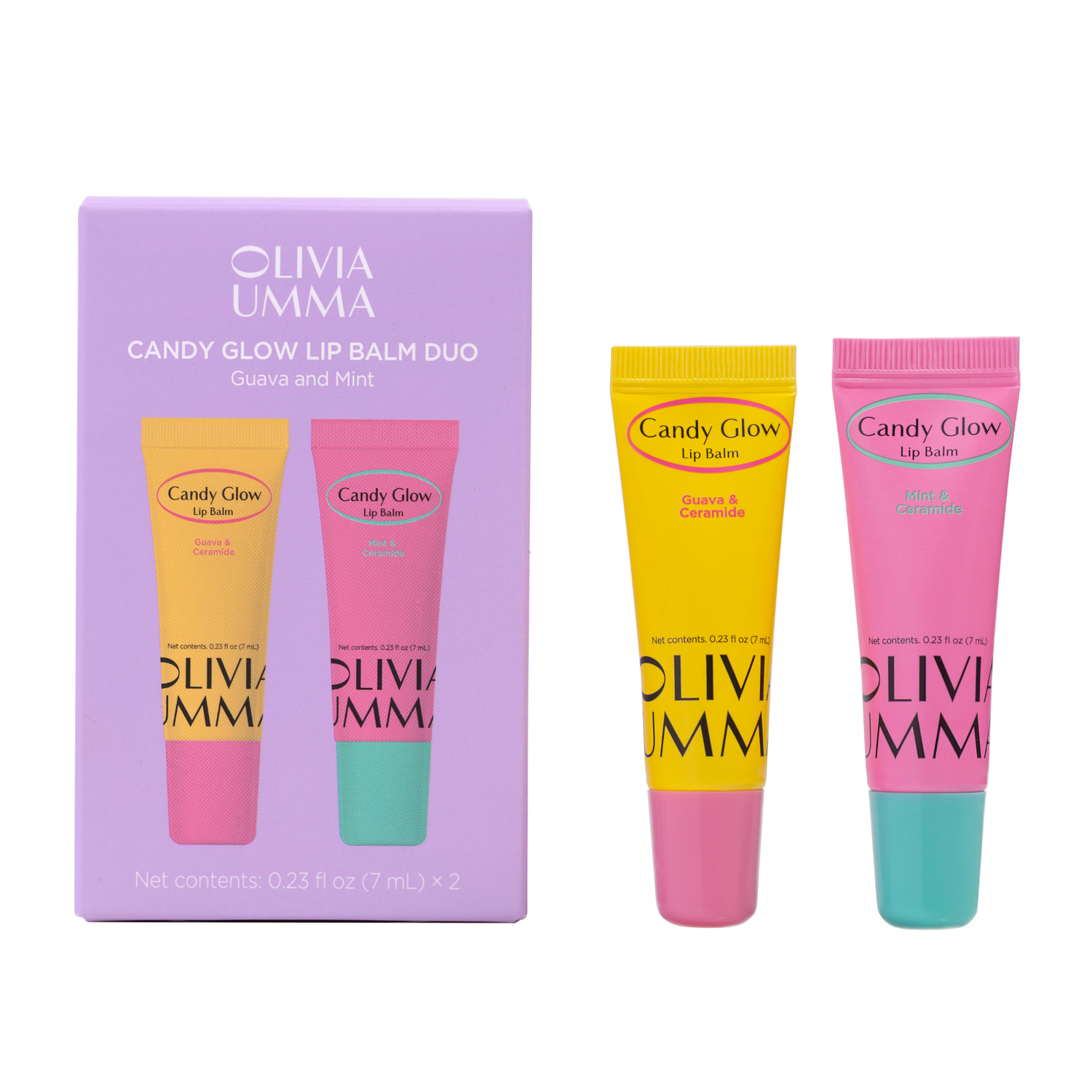 Duo Candy Glow Lip Balm Mini Size in Guava and Mint