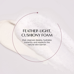 Cushiony foam with text describing its properties on a light background