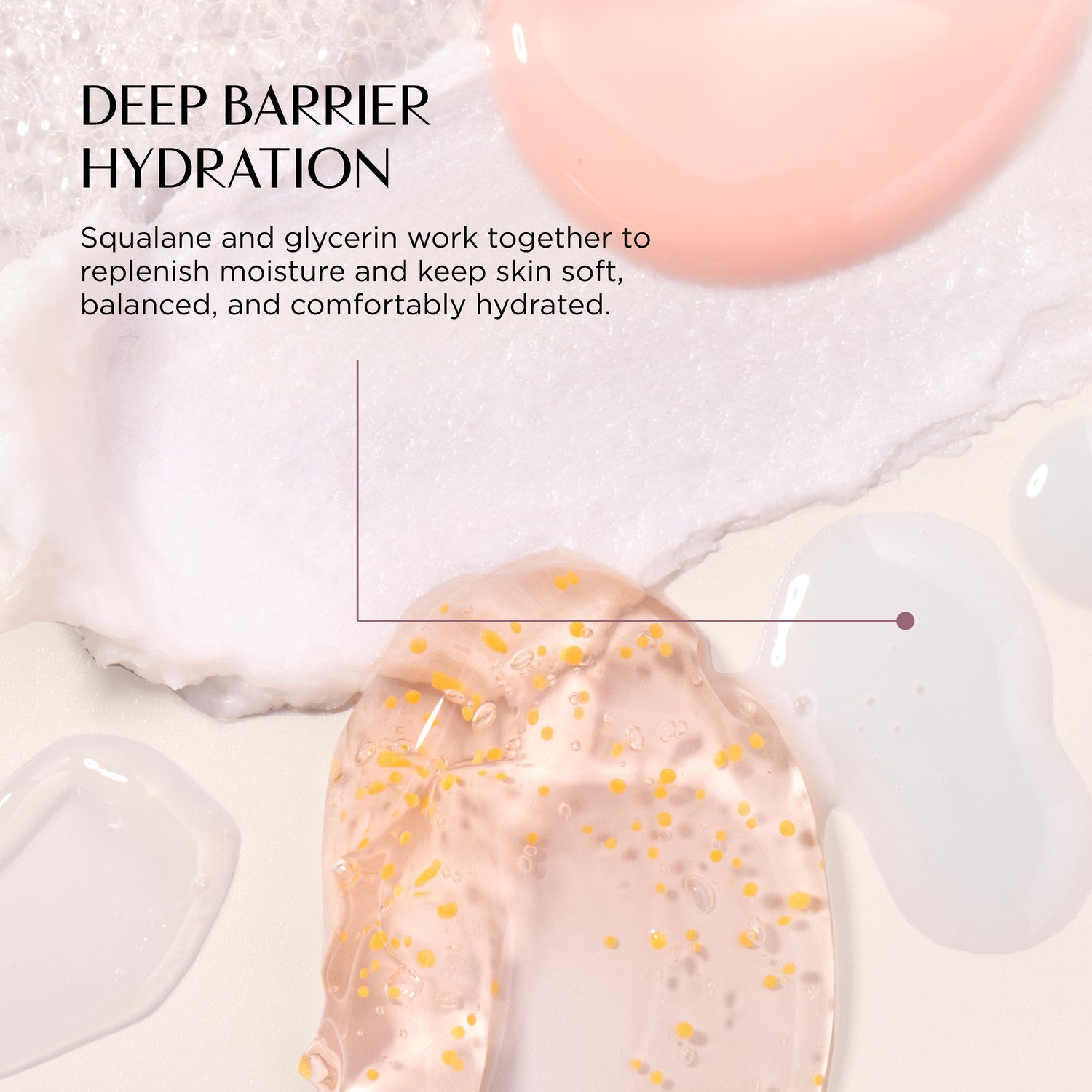 Cosmetic product with squalane and glycerin text on a white background