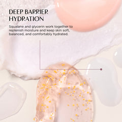 Cosmetic product with squalane and glycerin text on a white background