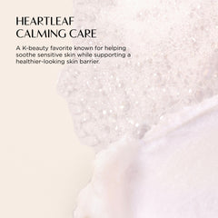 Heartleaf Calming Care product with text on a light pink background