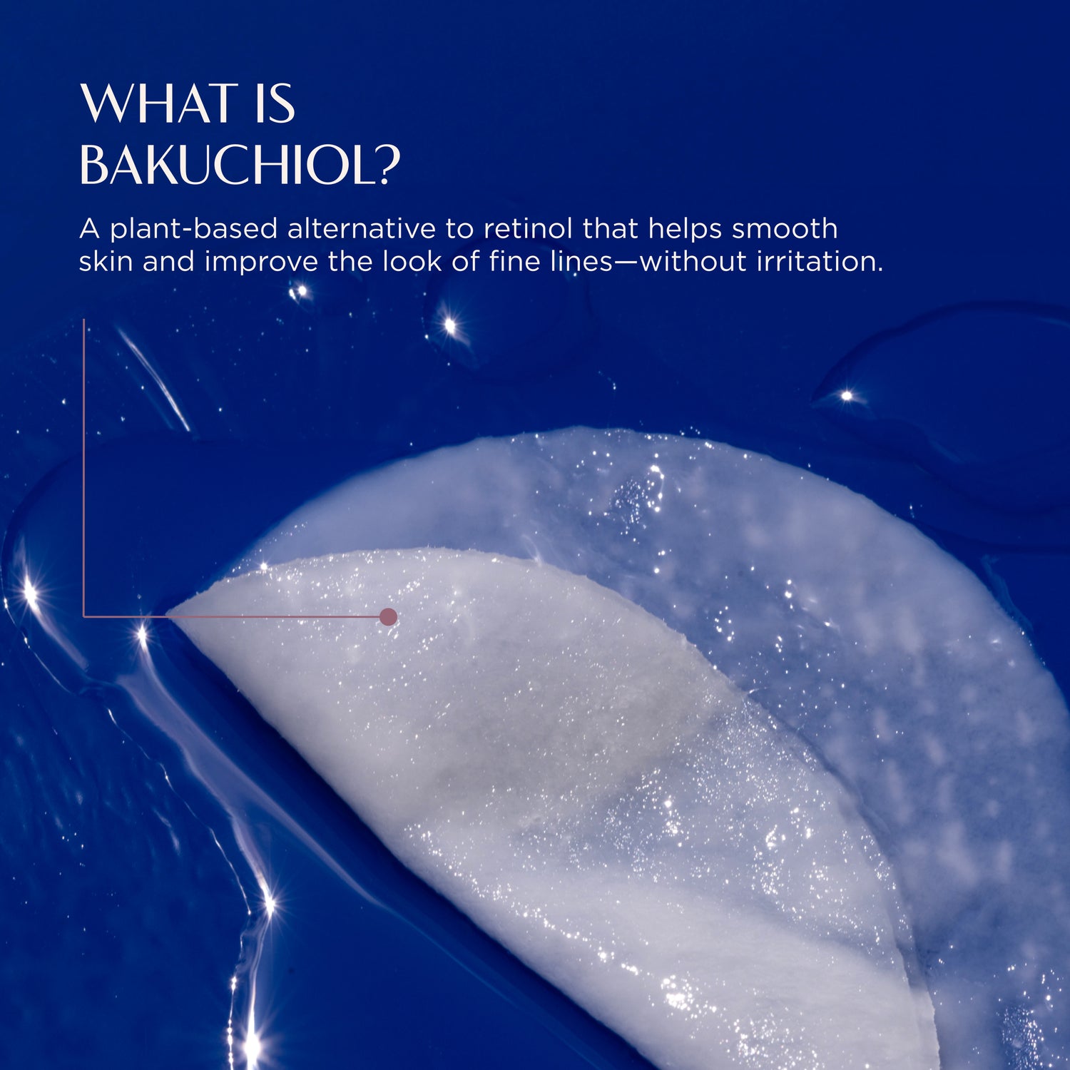 Bakuchiol cream with blue background and text about its benefits